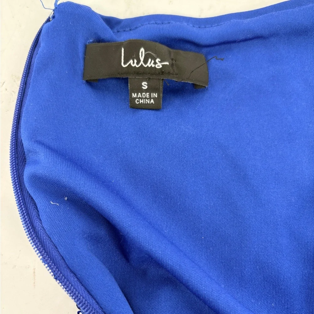 Lulus Elegant Blue Mini Sequin Dress S Homecoming Prom Navy sparkly open back
